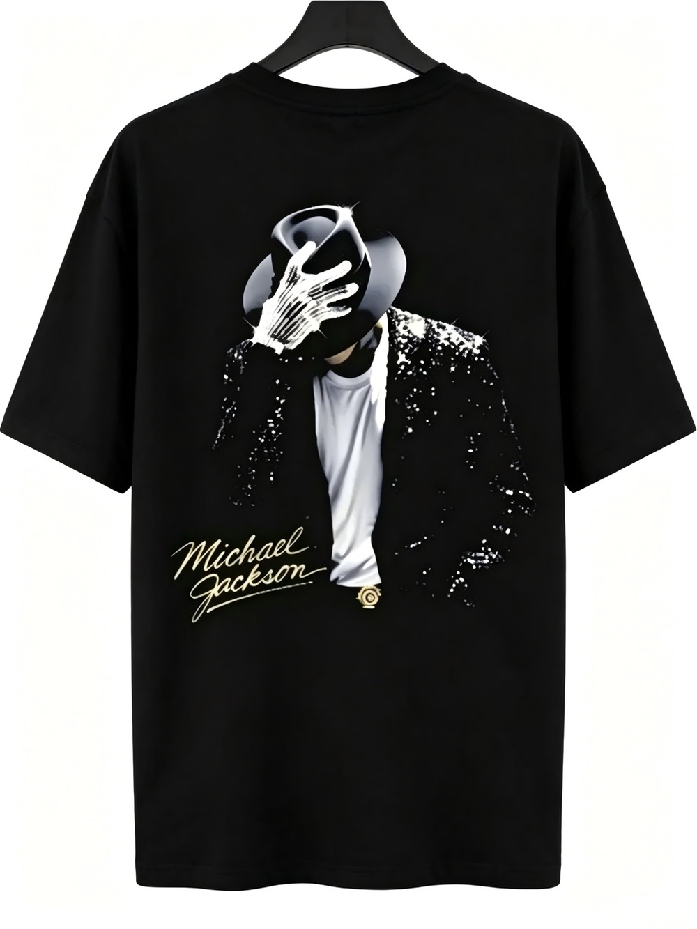 Black Short-Sleeve Graphic Tee with Signature Script Print